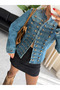 Premium Trend Gold Button Washed Denim Jacket - 3