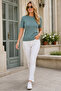 Women's Short Sleeve Crew Neck Cotton Lycra Flexible Stylish Elegant Basic Comfortable Casual Mint Knitwear Blouse - 7