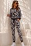 Women's long sleeve crew neck two-piece set with bow detail: blouse and pants