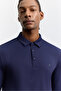 Men's Navy Blue Polo Collar Buttoned Chest Logo Printed Technical T-Shirt A62Y1014 - 2