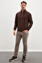 Half-Zip High Collar Pique Fabric Sweatshirt - 3
