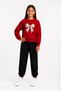 Girl's Ribbon and Fish Printed, Embroidered Inside, 2-Piece Pack, Red-Green Children's Tracksuit Set - 2