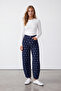 Women's navy blue polka dot jean pants alc-x15665 - 4