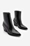 Women's Zippered Thick Heeled Pointed Toe Daily Boots Rigena Black - 5