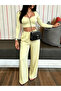 Women's Low-Cut Collar Long Sleeve Crop Blouse Sweatpants 2-Piece Top and Bottom Set - 4