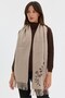 Women's Corner Patterned Colorful Floral Embroidered Tasseled Wool Shawl Light Beige - 3
