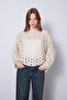 Bat Sleeve Openwork Knitted Sweater Stone