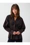 Brown Pleated Detailed Long Sleeve Poplin Shirt - 3