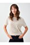 Stone Floral Embroidery Patterned Openwork Short Sleeve Knitwear Sweater