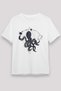Octopus Unisex Printed White T-Shirt - Tshirt