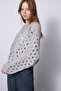 Bat Sleeve Openwork Knitted Sweater Gray - 3