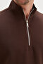 Half-Zip High Collar Pique Fabric Sweatshirt - 6