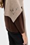 Women's Stoned Embroidered Wool Kaşkol K.Bej - 2