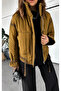 High Collar Zippered Pocket Comfortable Cut Special Design Coat - 4