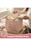 Boho Quilted Fabric Storage Basket with Handles & Pocket, Foldable Laundry Hamper Boho Floral Print - 3