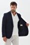 Wilson Men's Navy Blue Cotton Blend Cool Summer Fabric Slim Fit Half Lined Sports Blazer Jacket - 6