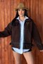 Women's Plush Jacket Short Zipper Double Pockets Belted Waist and Collar Long Sleeves Drop Shoulder Plush Coat