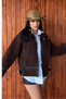 Women's Plush Jacket Short Zipper Double Pockets Belted Waist and Collar Long Sleeves Drop Shoulder Plush Coat - 2