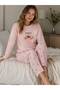 Women's Long Sleeve Crew Neck Rosehip Tea Printed Cotton Pajama Set - 2