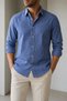 Men's Striped Slim Fit Shirt Long Sleeve Cotton Classic Stylish Shirt