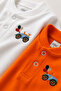 2 Pcs Baby Boy Tractor Embroidered Snap Collar Sweatshirt and Black Jogger 2-Piece Set – White / Orange 0-24 Months 2 Pcs - 8