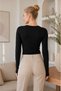 Women's Finger Detail Long Sleeve Body 100% Viscose Fabric Flexible Comfortable Fit Daily Stylish Basic Clothing Top - 5