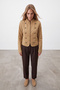 Women's Camel Zippered Lined Jacket Alc-X15641 - 5