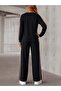 Women's Long Sleeve Crew Neck Stripe Detailed Viscose Two-Thread Blouse and Trousers Two-Piece Set - 3