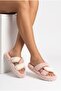 Women's Plush House Slippers, Double Color, Cross-Strapped, Open Toe, Thick Soled, Winter Comfortable Slippers Model - 7