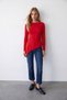 Woman's red asymmetric long sleeve blouse alc-x15679 - 4