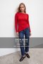 Woman's red asymmetric long sleeve blouse alc-x15679 - 2