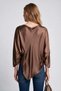 Women's Boat Neck Asymmetrical Cut Satin Textured Long Sleeve Blouse Bluz 27Kekl01045 - 2