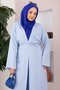 Lace-Up Long Kimono Pants Set Baby Blue - 2