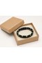 Brelano Forest Black Leather Men's Bracelet - Dark Green Beaded Weave Design - 3