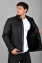 Faux Leather Coat with Chest Pocket Flap Kmd 874_50520-1 - 5