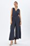 V-Neck Belted Modal Fabric Jumpsuit - 2