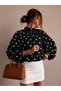 Women's Blouse with a Stylish Polka Dot Pattern and a Drawstring High Neckline, Ideal for Elegant and Modern Combinations. - 2