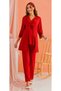 Red 100% Cotton Organic Women's Maternity & Pregnancy Pajama Set 3-Piece Set