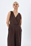 V-Neck Belted Modal Fabric Jumpsuit - 3