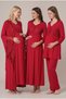 Women's Fuchsia Lace Long Sleeve Nursing Detailed Maternity Pajama Nightgown Set with Robe
