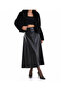 Women's Modest Faux Leather Maxi Flared Skirt - 4