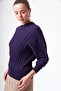 202 Elastic Waist Tricot Sweater Purple - 2