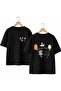 Active Cat Printed Back and Front Chest 100% Cotton Oversize Loose Regular Fit Crew Neck T-Shirt