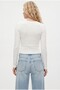 Women's Zayn Combed Cotton 100% Cotton Lace-Up Ecru Long Sleeve Knitted Blouse - 5