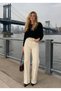Women's High Waist Faded Effect Vintage Belted, Waist Tassel Leg Tassel with Lycra Palazzo Jean - 5