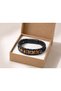 Delvani Umber Black Leather Men's Bracelet - Brown Tone Beaded Weave - 3