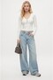 Women's Zayn Combed Cotton 100% Cotton Lace-Up Ecru Long Sleeve Knitted Blouse - 3