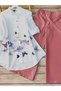 White Butterfly Print Tunic Palazzo Set - NJF8854 | White & Pink-Size:M-38-Inches