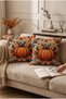 Pumpkin Patterned 2-Piece Decorative Throw Pillow Cover 43X42 cm |   Autumn Themed Sofa Cushion Cover |   Raschel Fabric