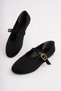 Babet Black Suede Mary Jane Women's Ballerinas with Belt